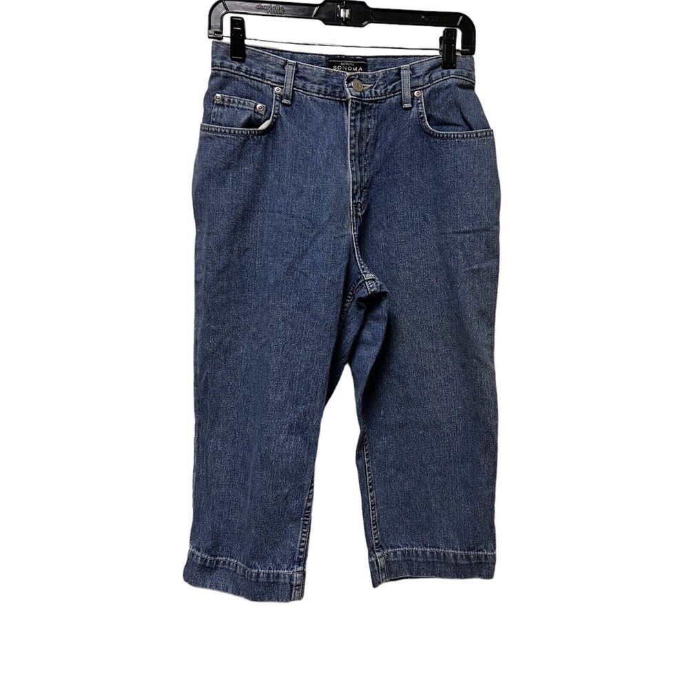 Sonoma Women's Size 6 Blue‎ Jeans Straight Crop Medium Wash Cotton Blend